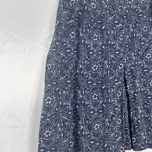 Elegant Navy Patterned‎ Skater Skirt 100% Cotton Size 12 - Picture 7 of 11